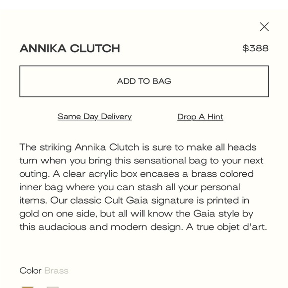 CULT GAIA Metallic Gold Clutch Enclosed In Acrylic-LOWEST PRICE AROUND - Picture 6 of 13